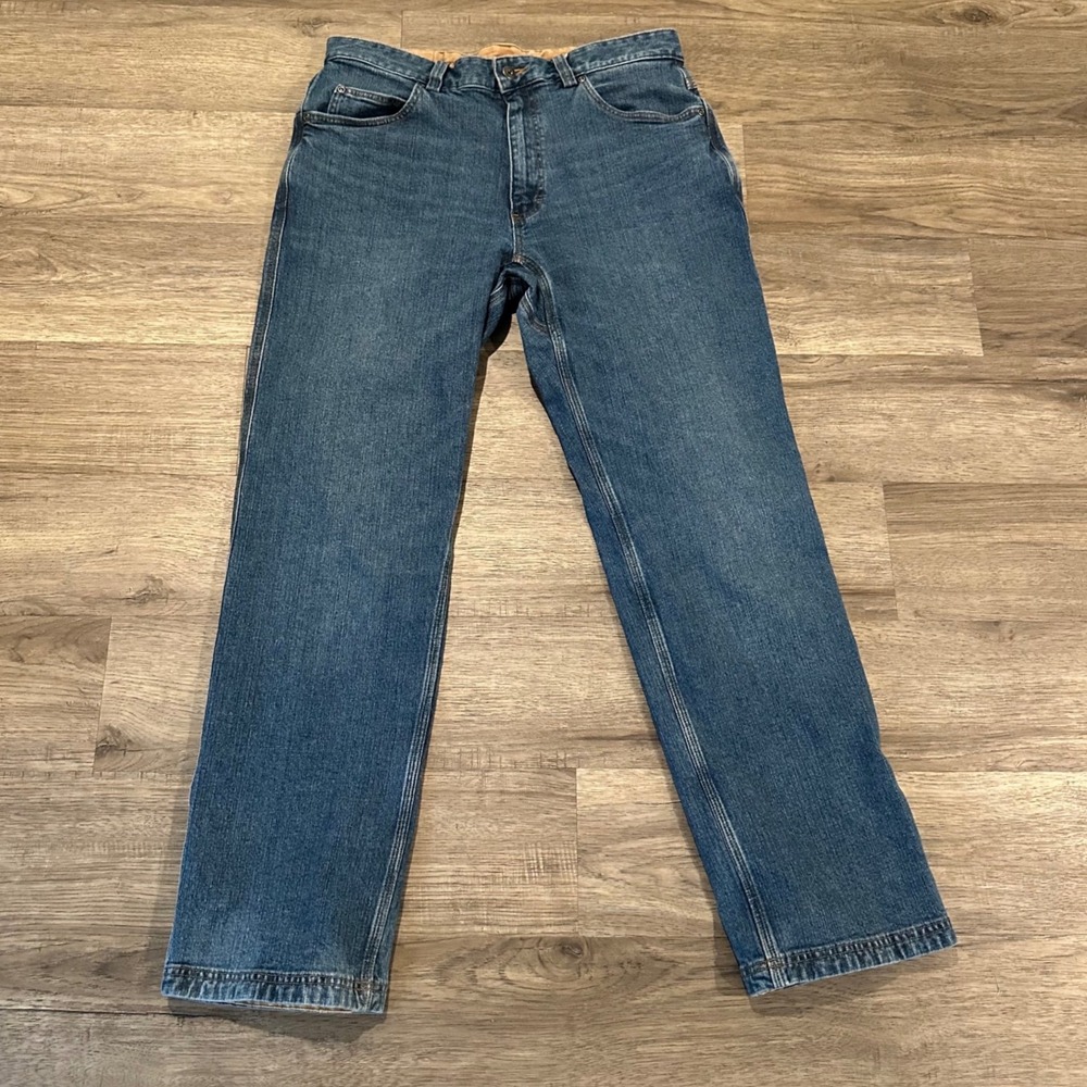 Duluth Trading Co Mens Jeans 35x32 DuluthFlex Ballroom Relaxed Utility Blue